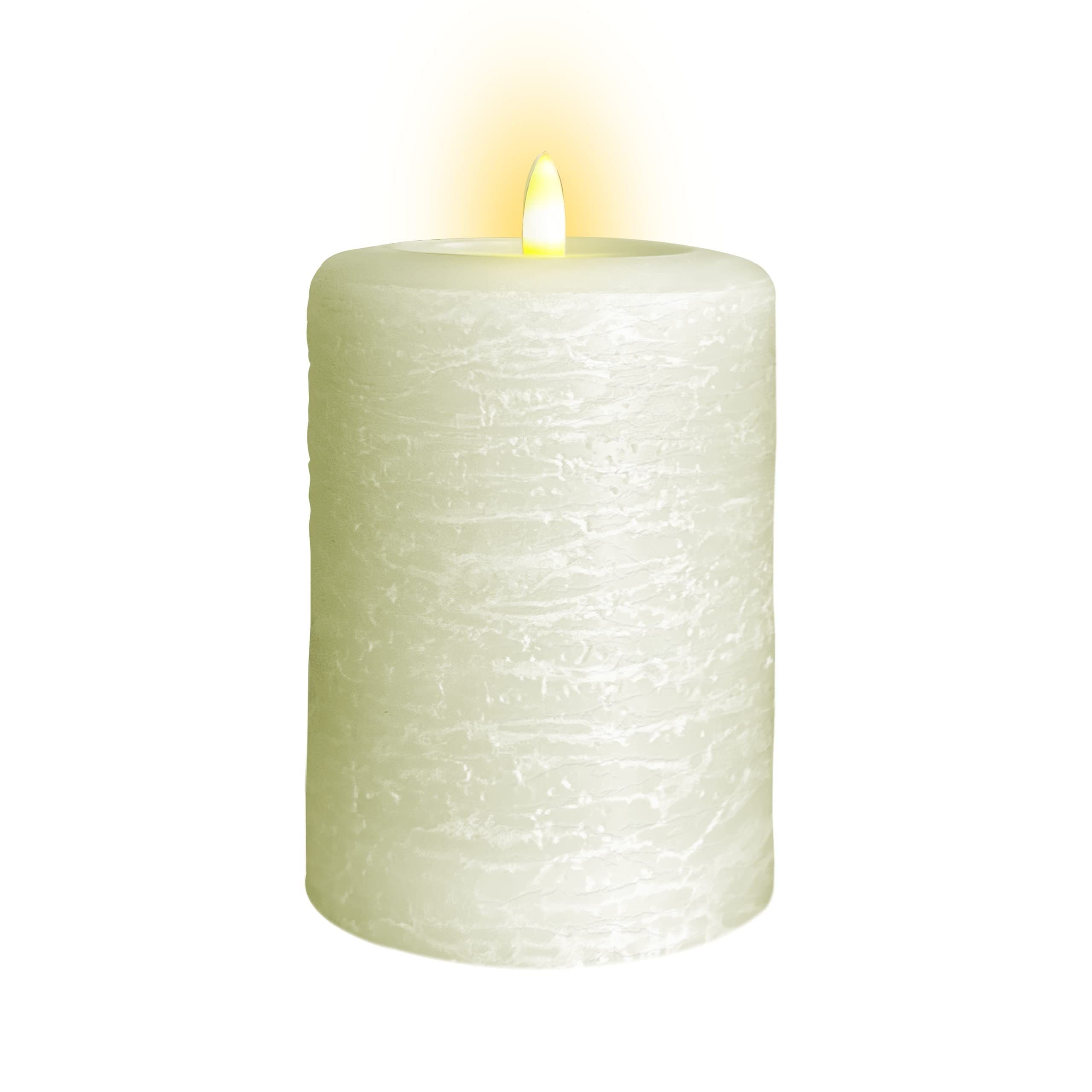 Lumipur Signature Natural Glow Flickering Flameless Led Wax Pillar Candle (3.5'' X 5'', Linen White)